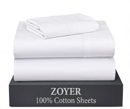 ZOYER 100% Cotton Queen Sheets, Percale Weave, Soft Sand