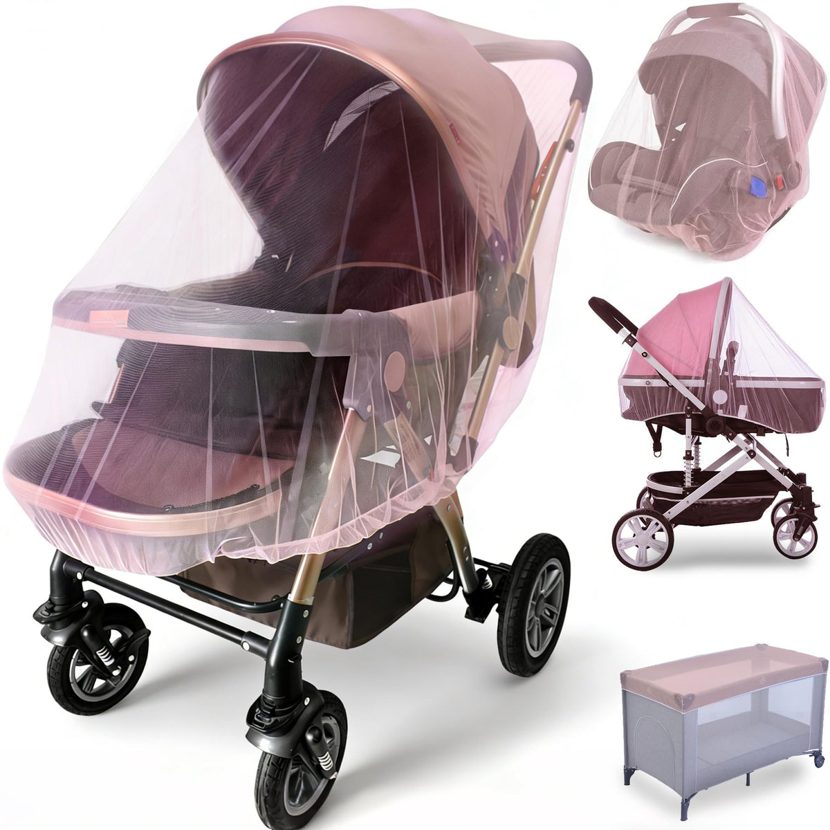 Sysmie 2 Pack Baby Stroller Mosquito Net, Durable Mesh Protection, Black