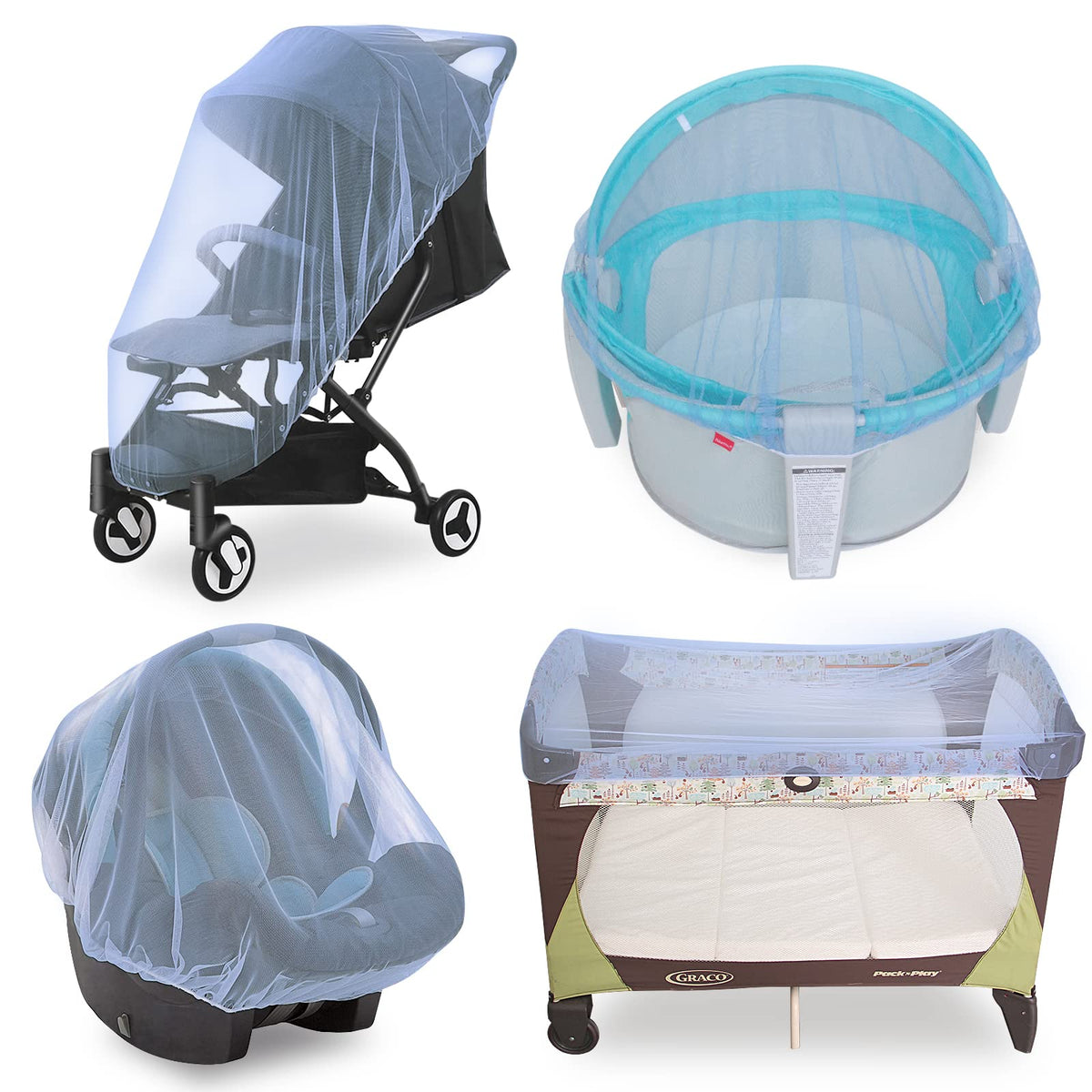 Baby Mosquito Net for Stroller, Bug Net and Mesh Protection,White