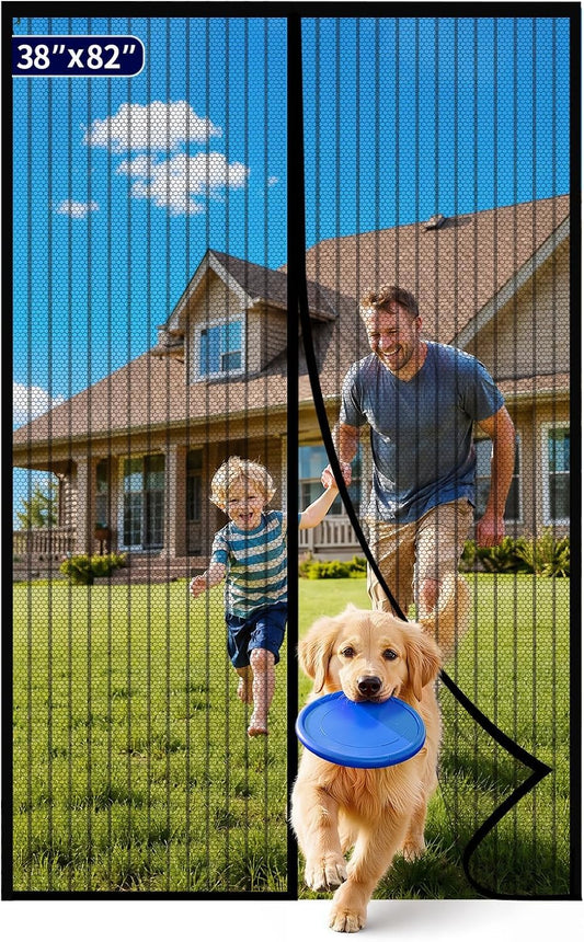 Kitsure Magnetic Screen Door Mesh, 38 x 82 in, Hands-Free Closure