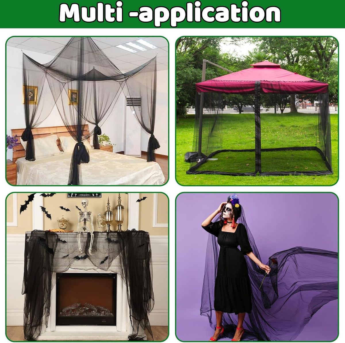 Mosquito Netting,10 × 50 Ft Mosquito Mesh Screen for Patio,Black
