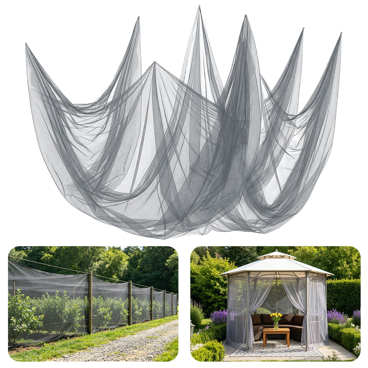 2Pcs 13x10ft Ultra-fine Mesh Mosquito Net, for Halloween Black Gauze Cloth