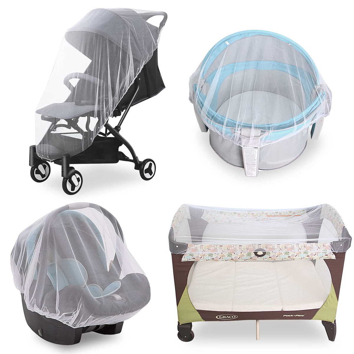 Baby Mosquito Net for Stroller, Bug Net and Mesh Protection,White