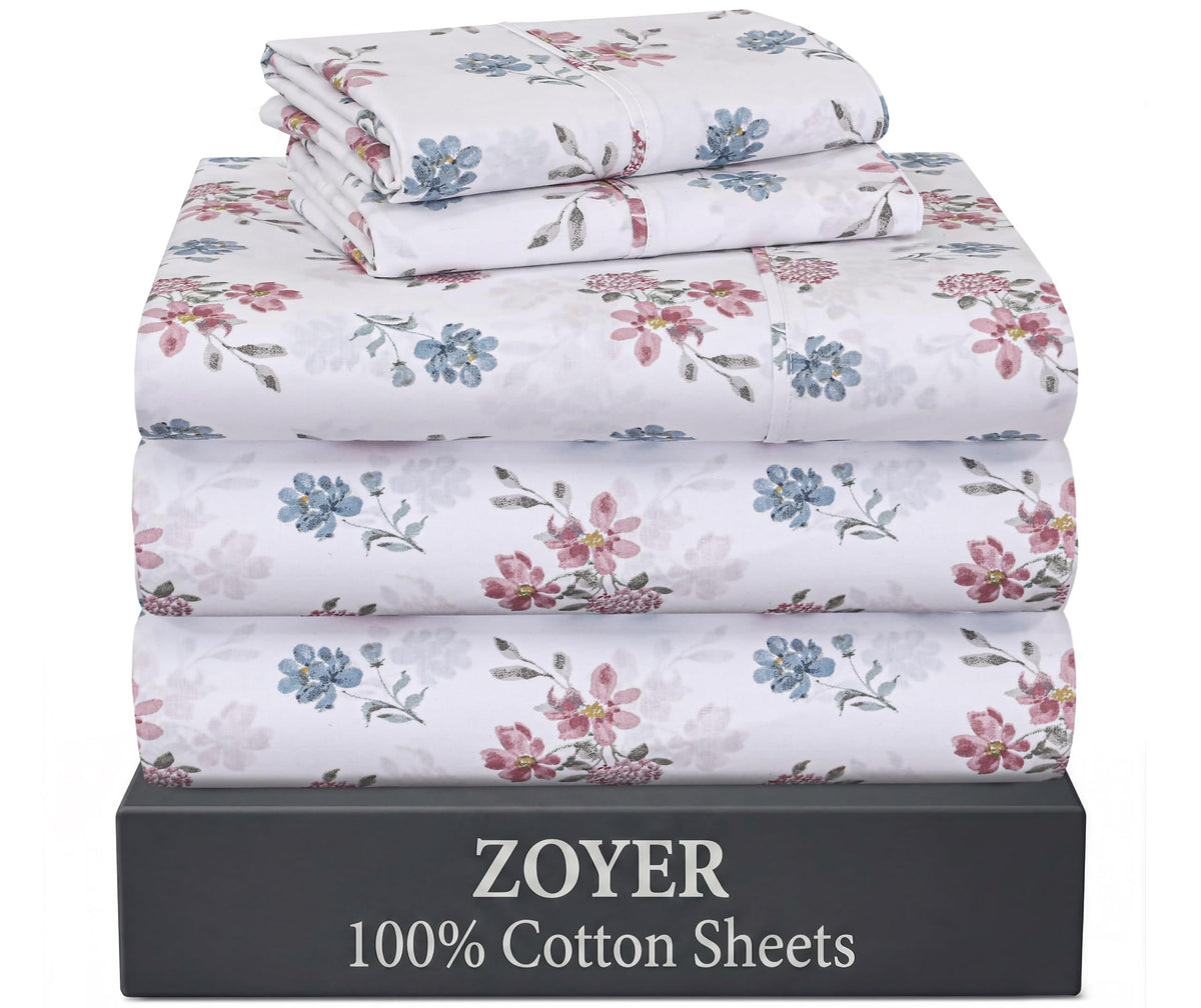 ZOYER 100% Cotton Queen Sheets, Percale Weave, Soft Sand