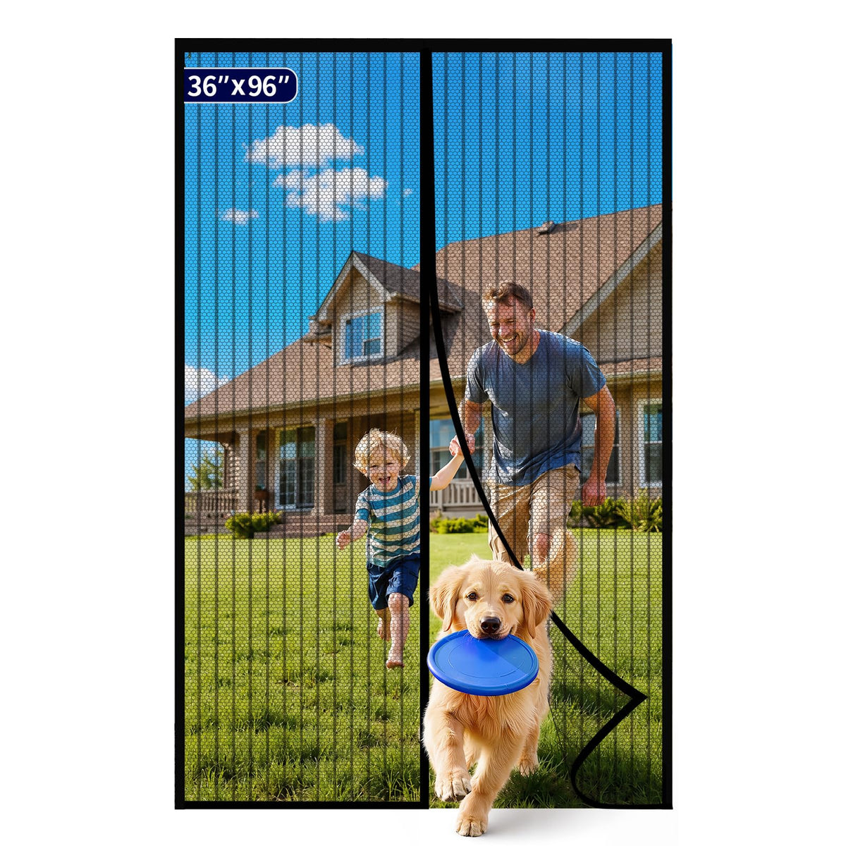 Kitsure Magnetic Screen Door Mesh, 38 x 82 in, Hands-Free Closure