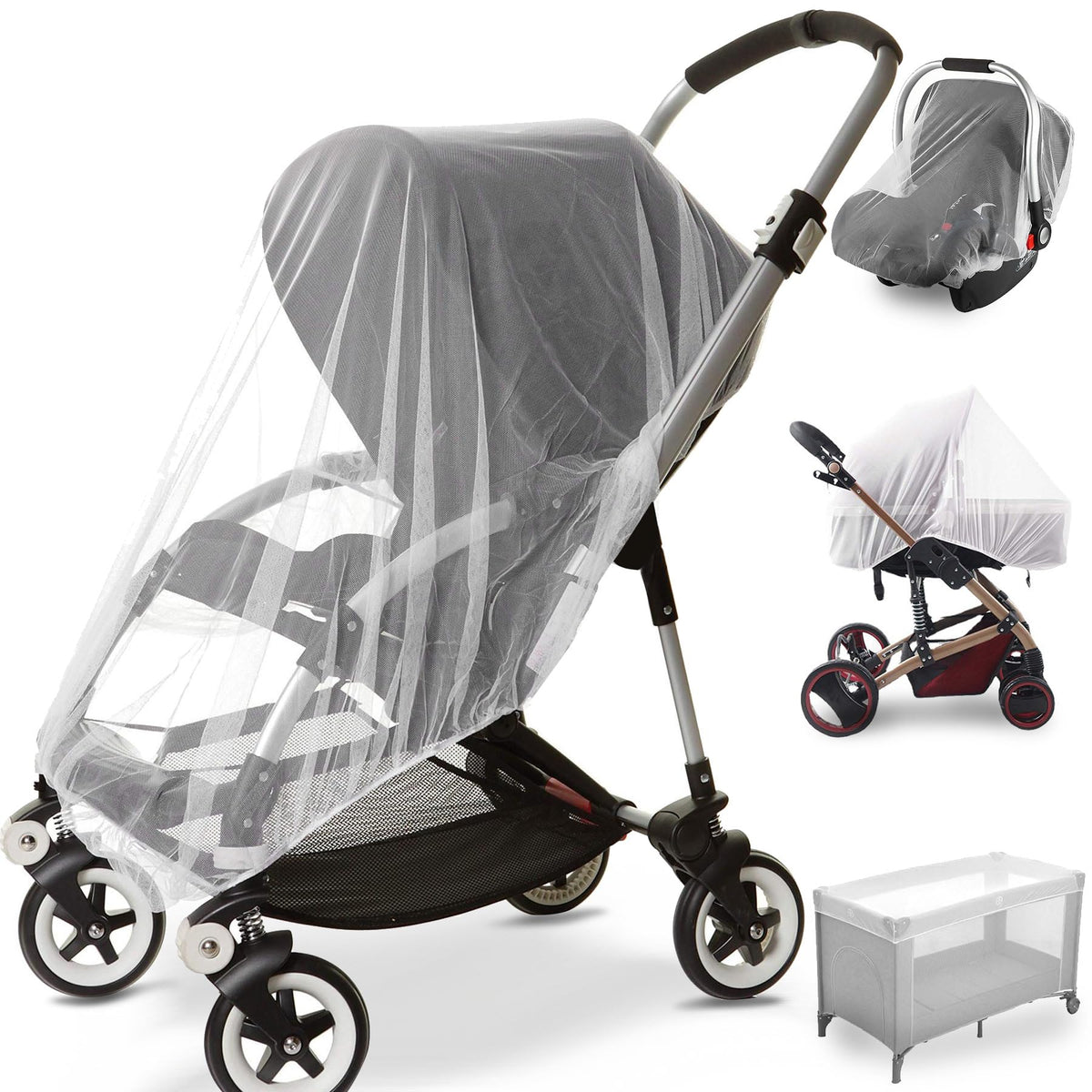 Sysmie 2 Pack Baby Stroller Mosquito Net, Durable Mesh Protection, Black