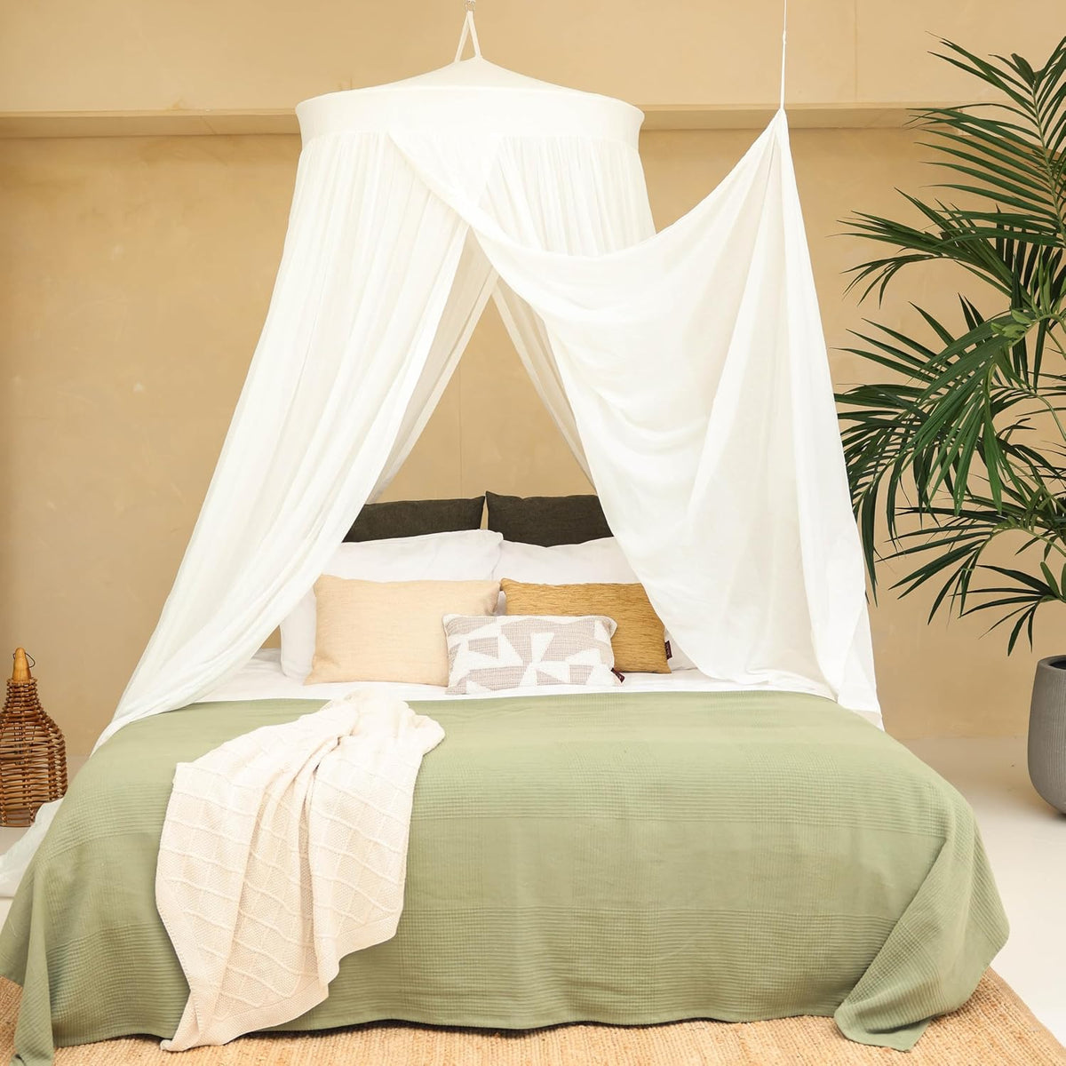 100% Cotton Bed Canopy for Queen & King-Size Beds | 2 Decorative Openings