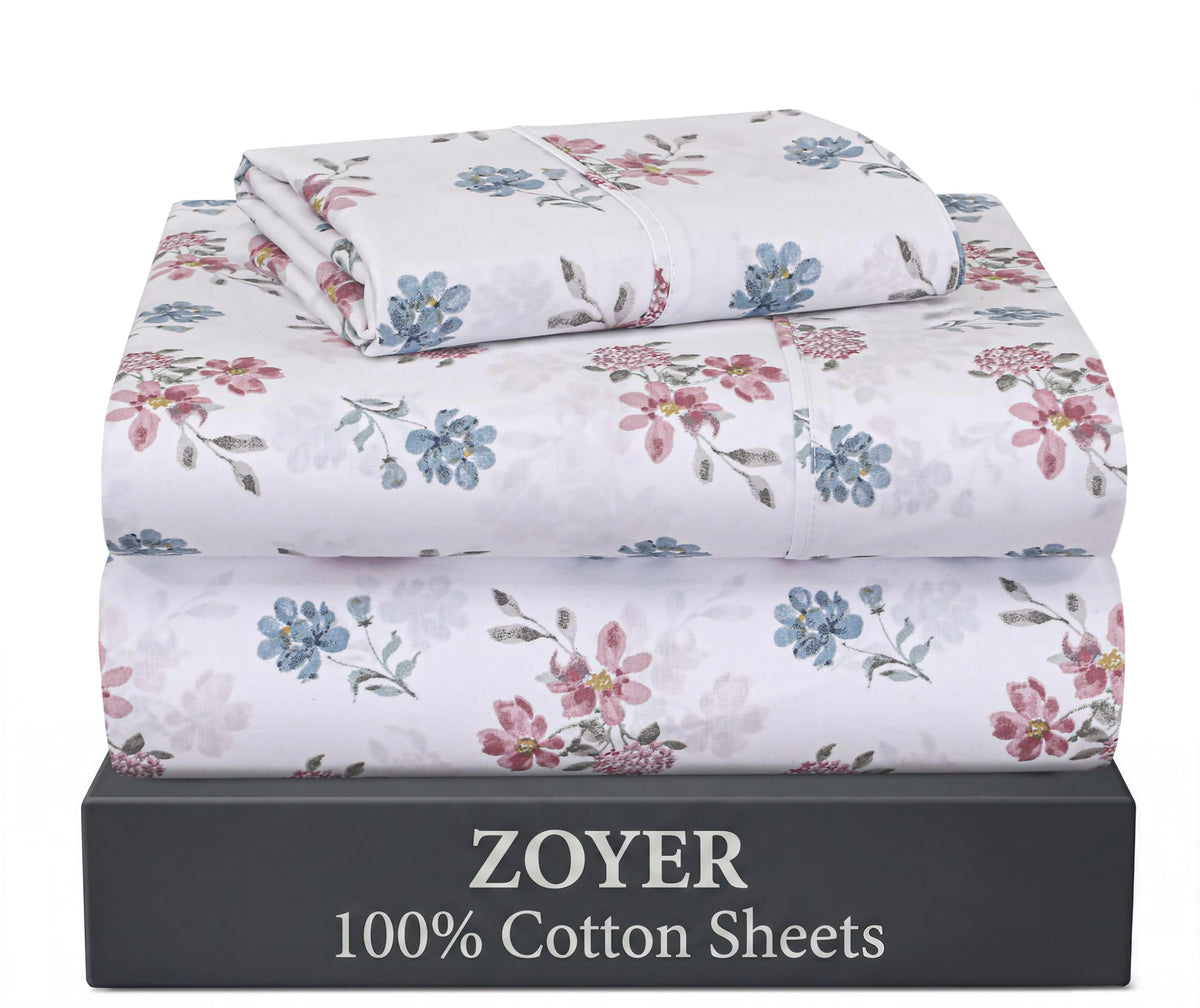 ZOYER 100% Cotton Queen Sheets, Percale Weave, Soft Sand