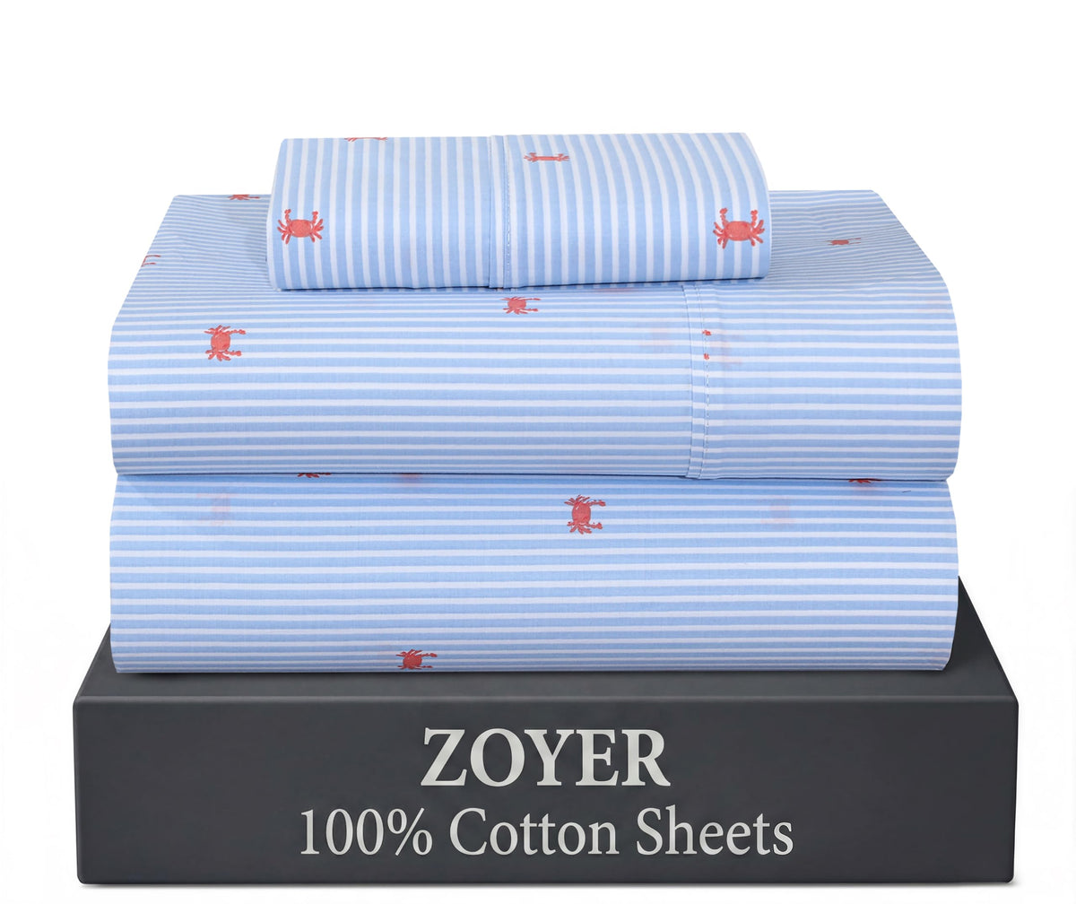 ZOYER 100% Cotton Queen Sheets, Percale Weave, Soft Sand