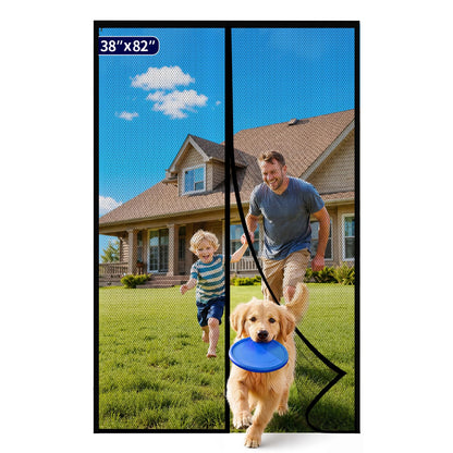 Kitsure Magnetic Screen Door Mesh, 38 x 82 in, Hands-Free Closure