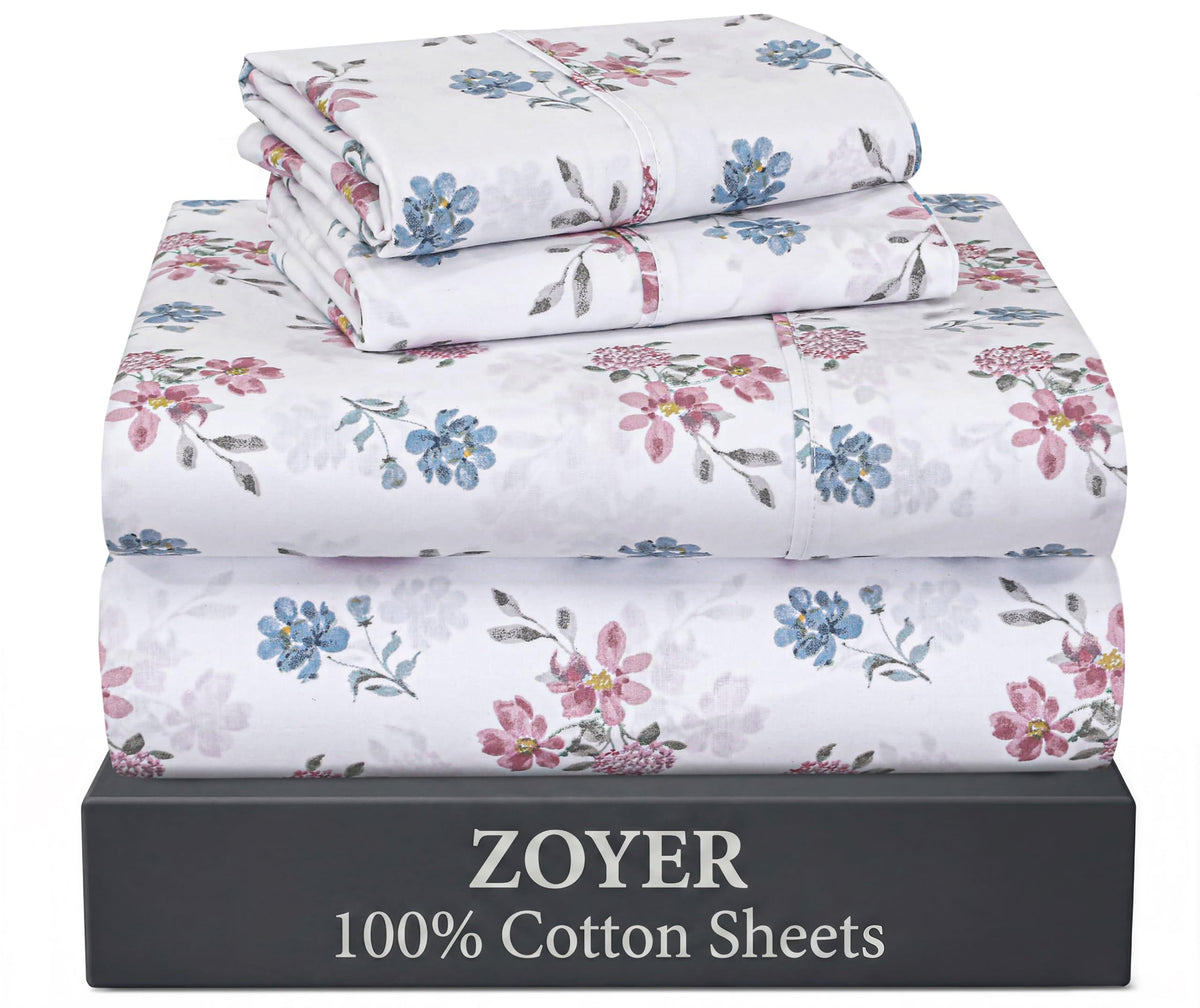 ZOYER 100% Cotton Queen Sheets, Percale Weave, Soft Sand