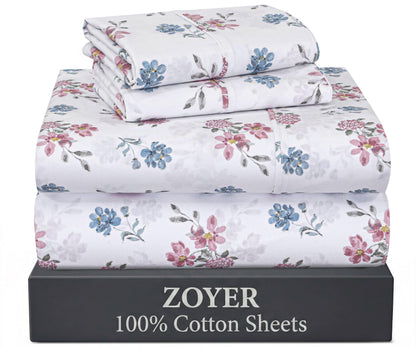 ZOYER 100% Cotton Queen Sheets, Percale Weave, Soft Sand