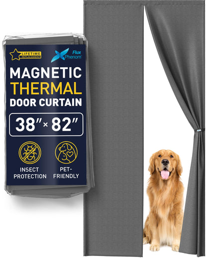 Flux Phenom Magnetic Screen Door - Bugs Out, Breeze in - 9min Install Auto-Sealing Heavy Duty Double Stitched Mesh, 52 Magnets, Hands Free Sliding & Patio Doors Net, Pet & Kid Friendly, 38 x 82 Inch