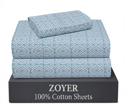 ZOYER 100% Cotton Queen Sheets, Percale Weave, Soft Sand