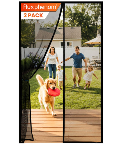 Flux Phenom Magnetic Screen Door - Bugs Out, Breeze in - 9min Install Auto-Sealing Heavy Duty Double Stitched Mesh, 52 Magnets, Hands Free Sliding & Patio Doors Net, Pet & Kid Friendly, 38 x 82 Inch