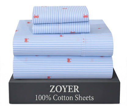 ZOYER 100% Cotton Queen Sheets, Percale Weave, Soft Sand