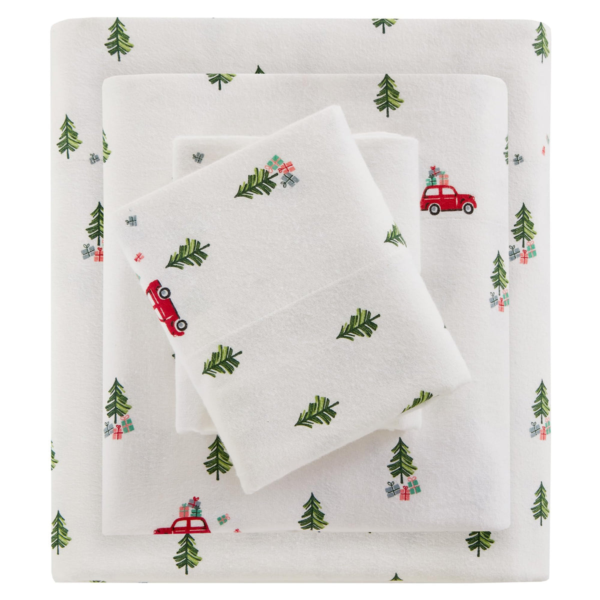 Woolrich Cotton Sheet Set Cottage Charms Print, 100% Cotton Flannel Sheets Warm & Fuzzy Bedding Set Queen Size Sheets, Fitted Pocket Fits Up to 14" Mattress, Queen Brown Plaid, 4 Piece