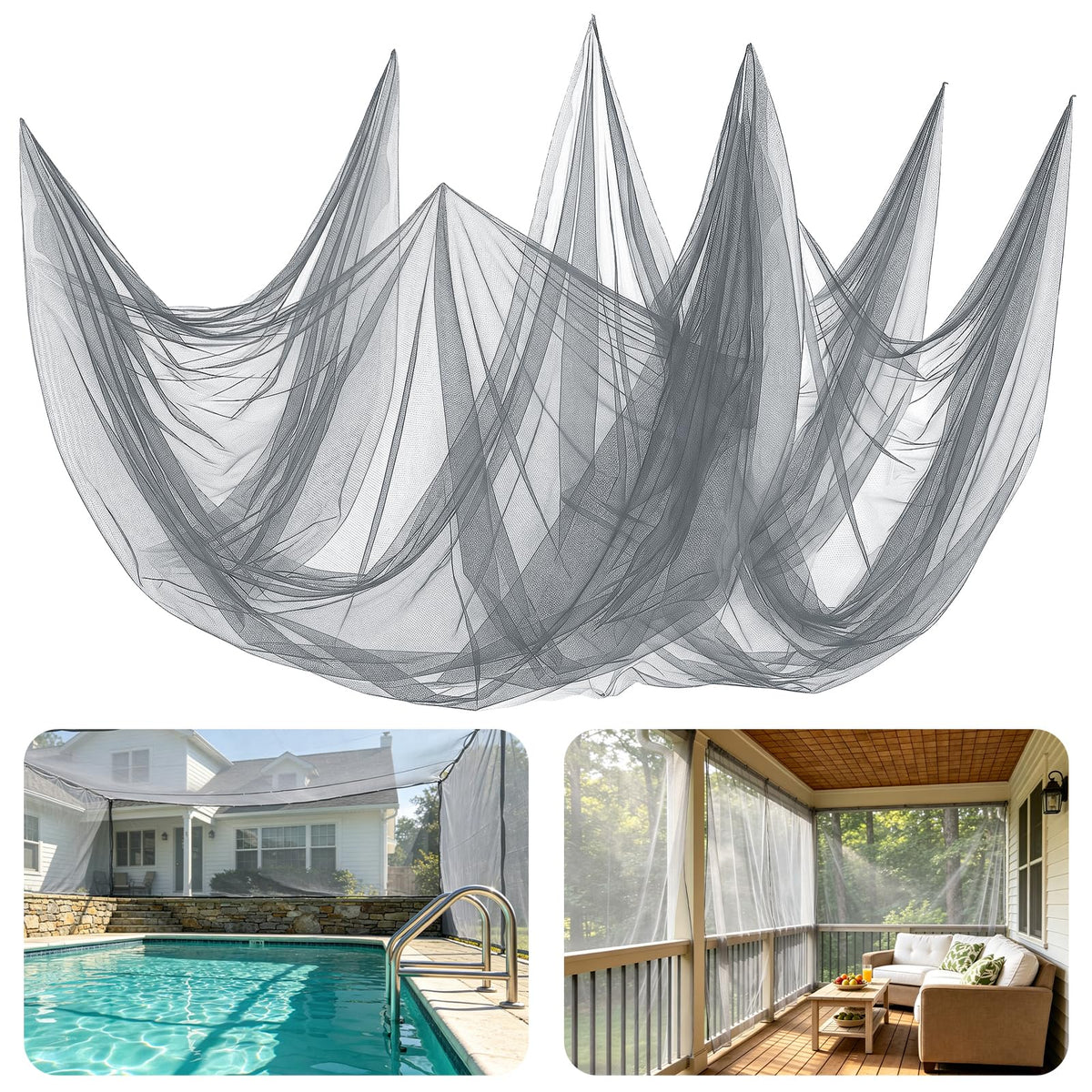 2Pcs 13x10ft Ultra-fine Mesh Mosquito Net, for Halloween Black Gauze Cloth