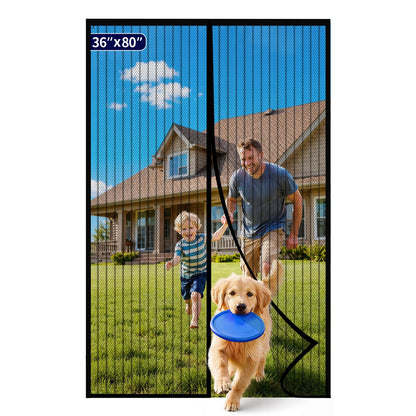 Kitsure Magnetic Screen Door Mesh, 38 x 82 in, Hands-Free Closure
