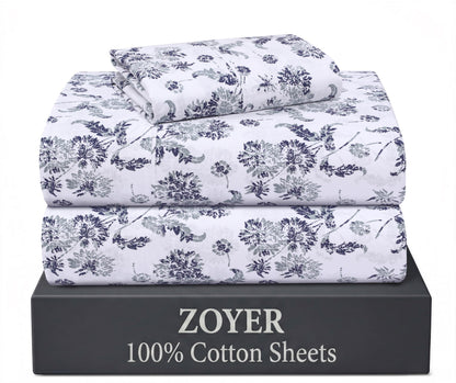 ZOYER 100% Cotton Queen Sheets, Percale Weave, Soft Sand