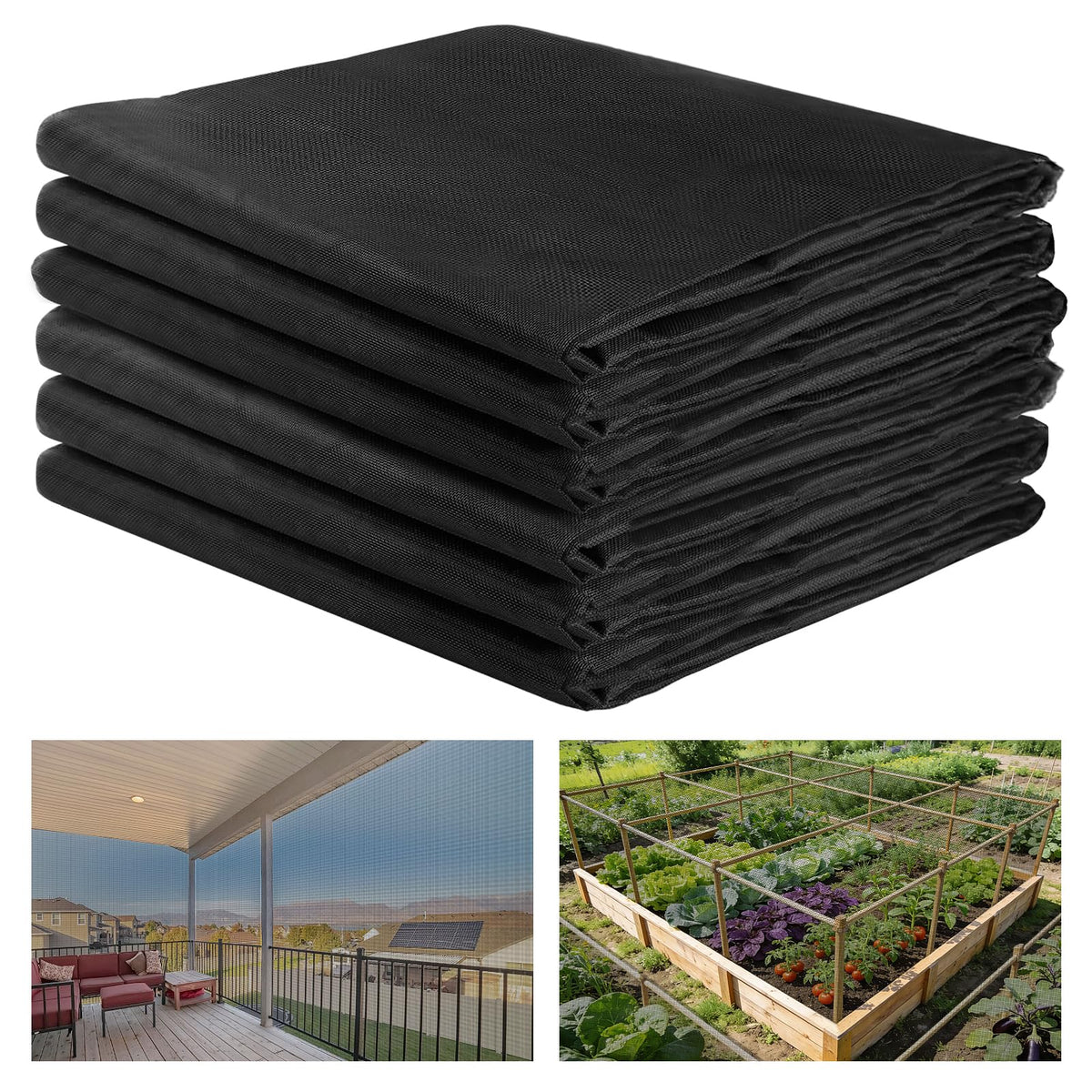 10x33ft Strong PP Nanocomposite Mosquito Net Garden Netting, Black