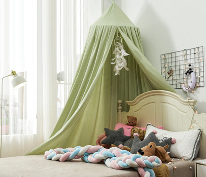 Mengersi Bed Canopy for Girls Kids,Double Canopy Bed Curtains Round Dome Mosquito Net Castle Play Tent Castle for Girls Room Decor (Ivory/Double)
