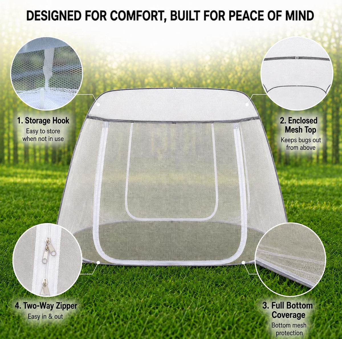 Mosquito Net,Pop-Up Portable Tent for Bed,L87xW79xH67in