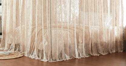 Warm Home Designs Linen Lace Canopy Bed Curtains with Tie-Backs. LC Linen