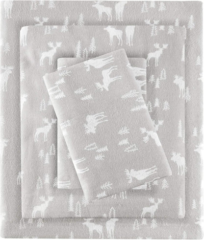 Woolrich Cotton Sheet Set Cottage Charms Print, 100% Cotton Flannel Sheets Warm & Fuzzy Bedding Set Queen Size Sheets, Fitted Pocket Fits Up to 14" Mattress, Queen Brown Plaid, 4 Piece