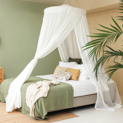 100% Cotton Bed Canopy for Queen & King-Size Beds | 2 Decorative Openings