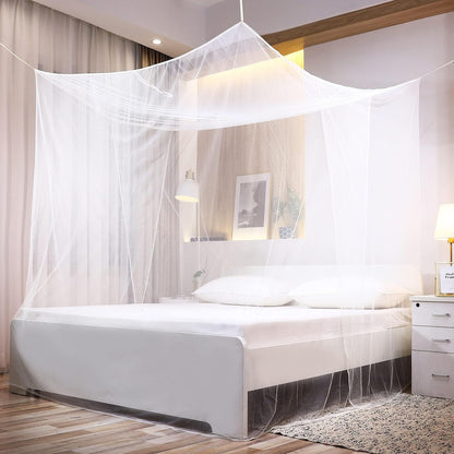 Premium Bed Mosquito Net – Full & Queen Size, Elegant White Rectangular Canopy, 360° Protection with Breathable Mesh and Easy Installation