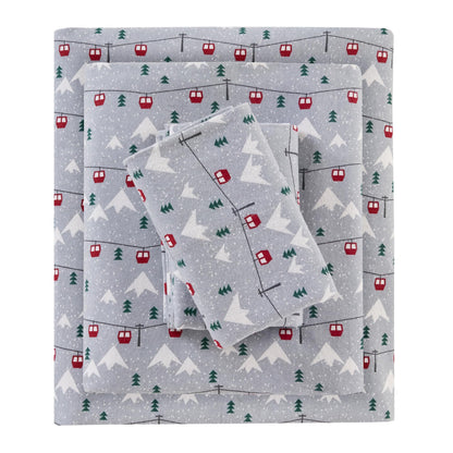 Woolrich Cotton Sheet Set Cottage Charms Print, 100% Cotton Flannel Sheets Warm & Fuzzy Bedding Set Queen Size Sheets, Fitted Pocket Fits Up to 14" Mattress, Queen Brown Plaid, 4 Piece