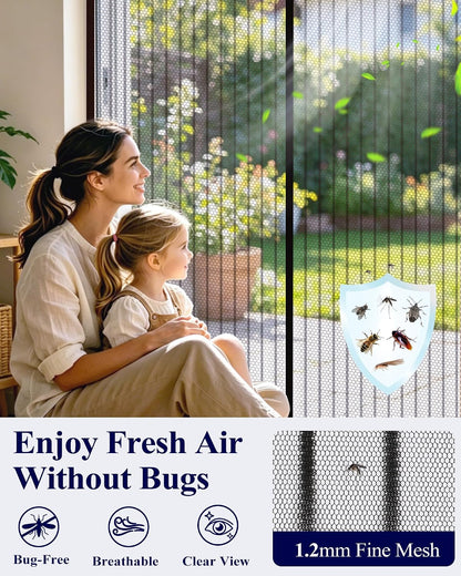 Kitsure Magnetic Screen Door Mesh, 38 x 82 in, Hands-Free Closure