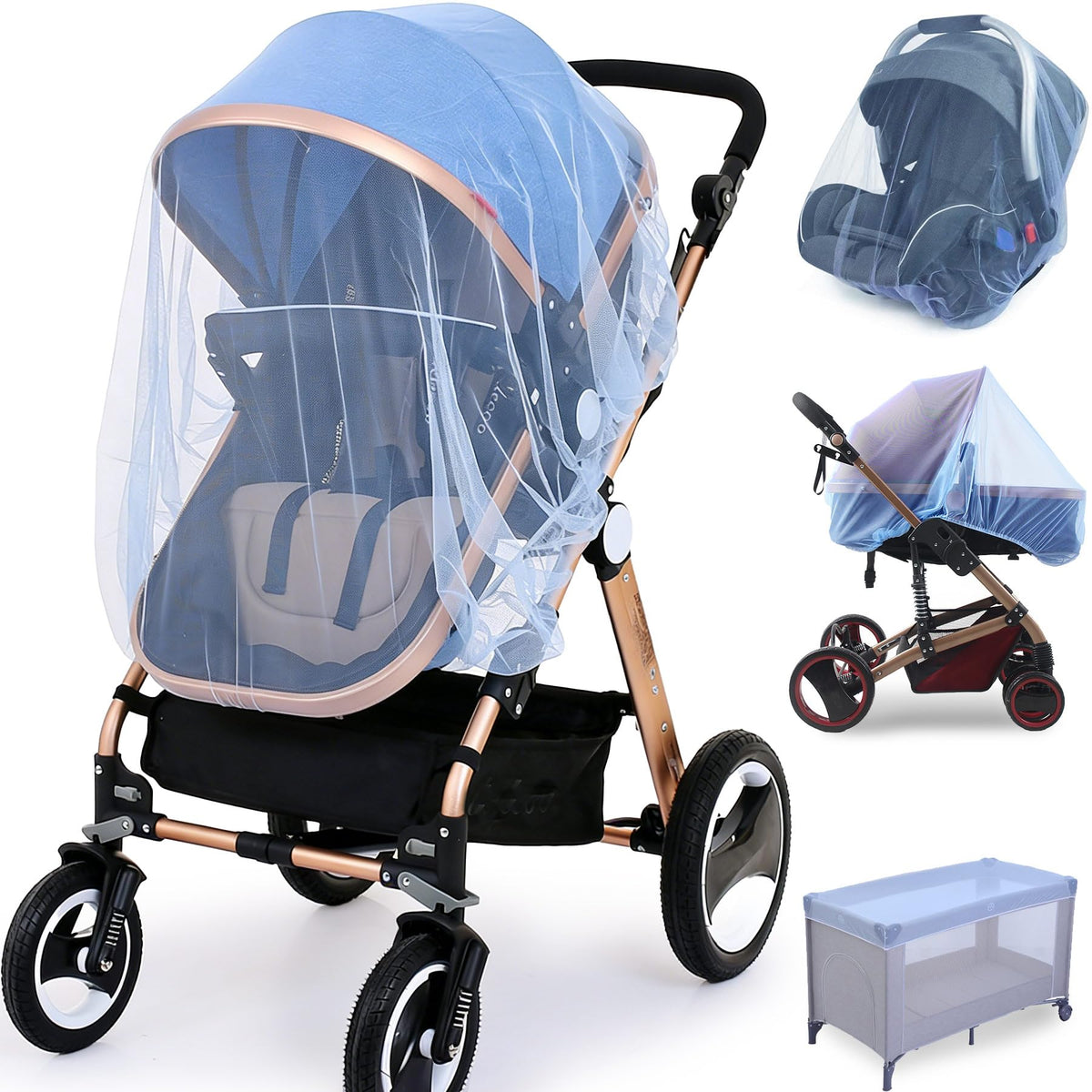 Sysmie 2 Pack Baby Stroller Mosquito Net, Durable Mesh Protection, Black
