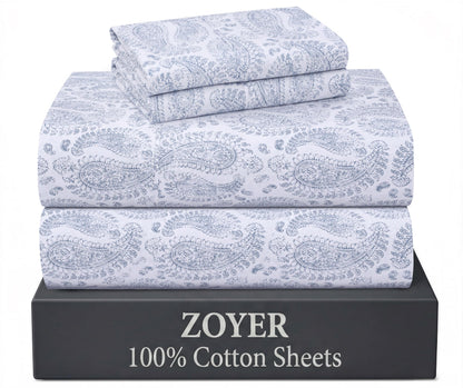 ZOYER 100% Cotton Queen Sheets, Percale Weave, Soft Sand