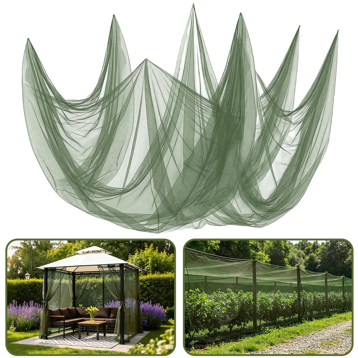2Pcs 13x10ft Ultra-fine Mesh Mosquito Net, for Halloween Black Gauze Cloth