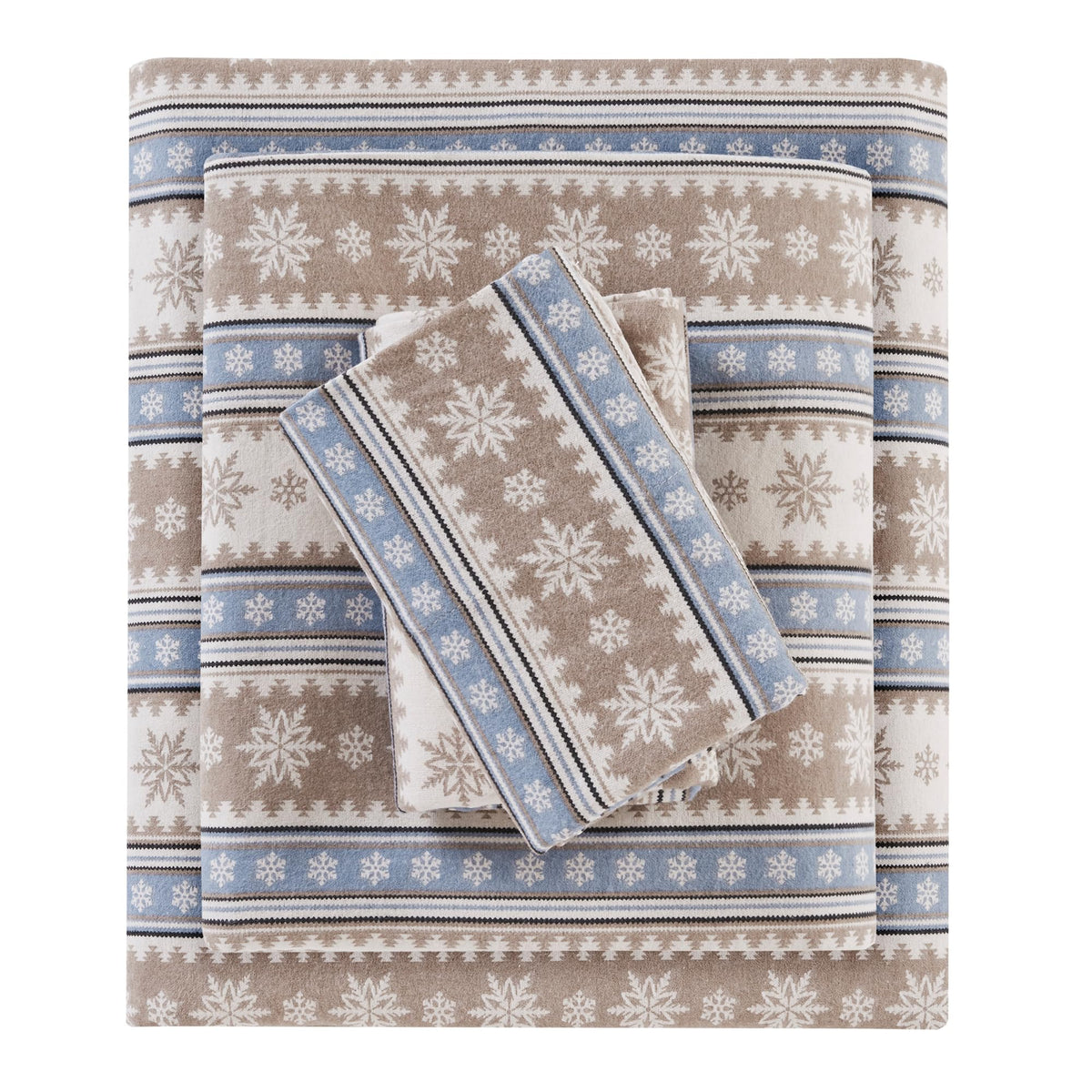 Woolrich Cotton Sheet Set Cottage Charms Print, 100% Cotton Flannel Sheets Warm & Fuzzy Bedding Set Queen Size Sheets, Fitted Pocket Fits Up to 14" Mattress, Queen Brown Plaid, 4 Piece