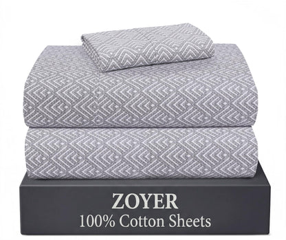 ZOYER 100% Cotton Queen Sheets, Percale Weave, Soft Sand