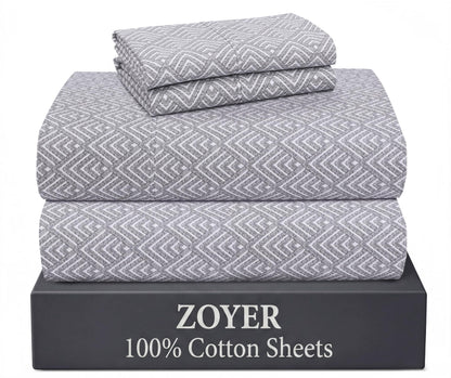 ZOYER 100% Cotton Queen Sheets, Percale Weave, Soft Sand
