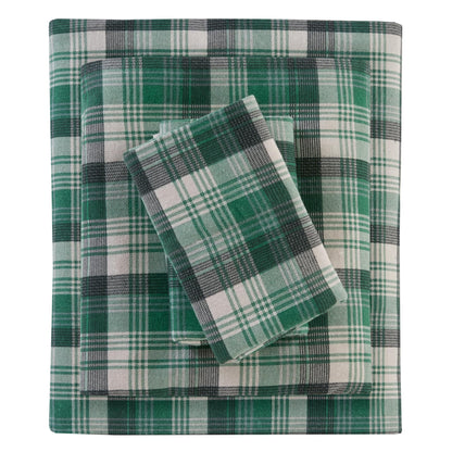 Woolrich Cotton Sheet Set Cottage Charms Print, 100% Cotton Flannel Sheets Warm & Fuzzy Bedding Set Queen Size Sheets, Fitted Pocket Fits Up to 14" Mattress, Queen Brown Plaid, 4 Piece