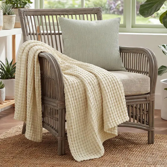 Bedsure Cooling Bamboo Waffle Cooling Bedding Blanket - Lightweight Breathable Rayon-from-Bamboo & Cotton Throw for Hot Sleepers, Moody Color, Oversized King, Comfy Couch & Bed, House Decor Cozy Setup, Elevates Any Bedroom