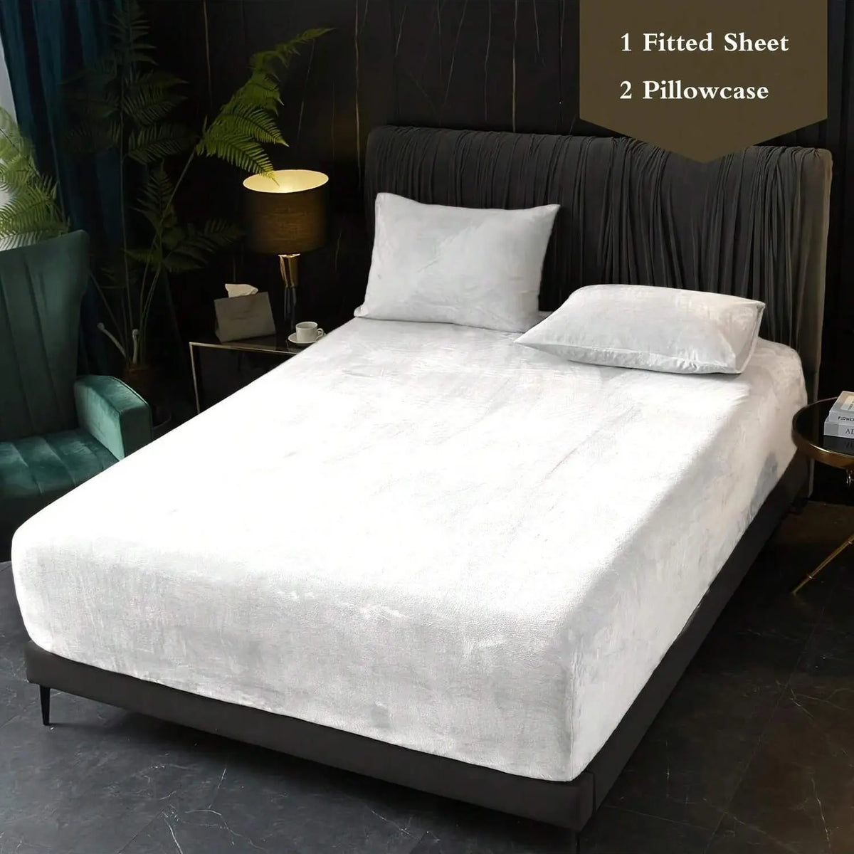 3pcs crystal velvet Fitted Sheet pillowcase set, 1 Fitted Sheet+2 pillowcases (excluding pillow core), soft deep pocket design bedding set, suitable for all seasons, Comfy bed sets, Soft bed sheets, Bed Sets Supplies
