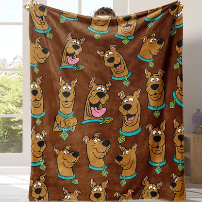 Classic Scooby-Doo Pattern Flannel Throw Blanket - Lightweight, Super Soft Plush Flannel Fleece, Cartoon Graphic Blanket for Bed & Sofa, Scooby Fan Gift for Kids, Throw Blankets