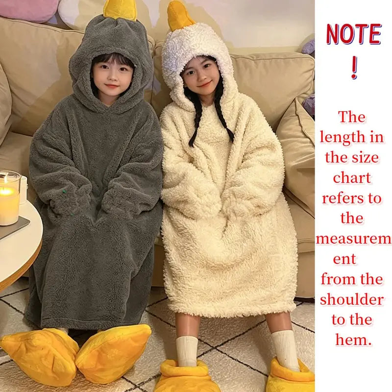Women's Cartoon Hooded Wings Loungewear Onesie - Oversize Fit Goose Wearable Blanket, Halloween Warm Indoor-Outdoors Duck Hooded Blanket with Sleeves for Adults, Shoes Not Included